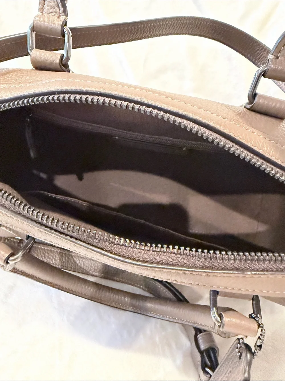 Coach Taupe Pebbled Leather Satchel